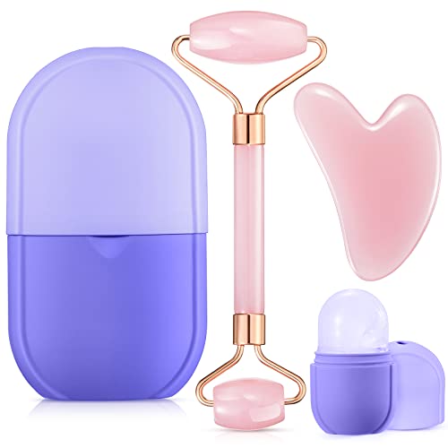 3 in 1 Ice Face Roller Jade Roller and Gua Sha Set, Silicone Ice Mould Facial...