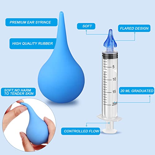 4 Packs Ear Flushes Tool with Rubber Bulb, Syringe, Ear Wash Basin and Cotton...
