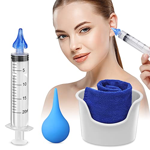 4 Packs Ear Flushes Tool with Rubber Bulb, Syringe, Ear Wash Basin and Cotton...