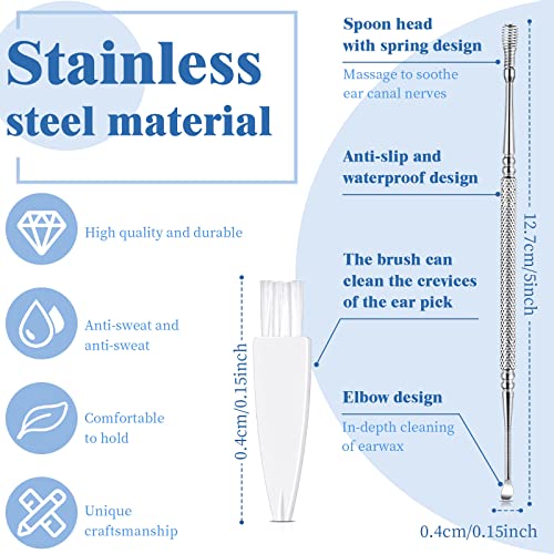 6 Pack Earwax Removal 360° Spiral Stainless Steel Spring Ear Spoon Portable D...