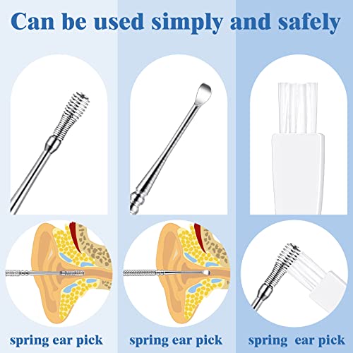 6 Pack Earwax Removal 360° Spiral Stainless Steel Spring Ear Spoon Portable D...