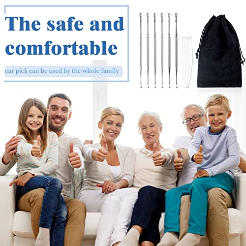 6 Pack Earwax Removal 360° Spiral Stainless Steel Spring Ear Spoon Portable D...