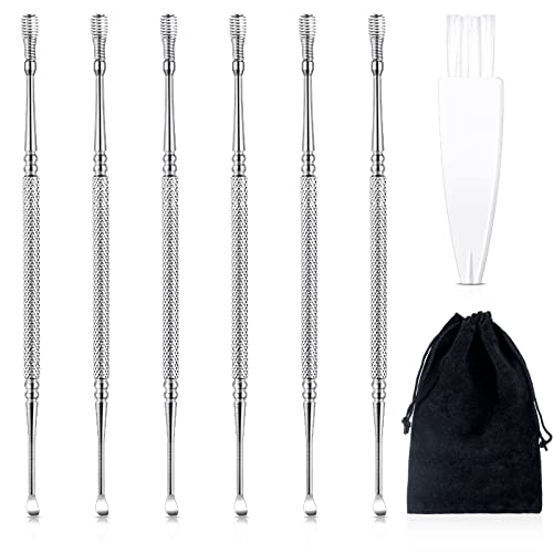 6 Pack Earwax Removal 360° Spiral Stainless Steel Spring Ear Spoon Portable D...