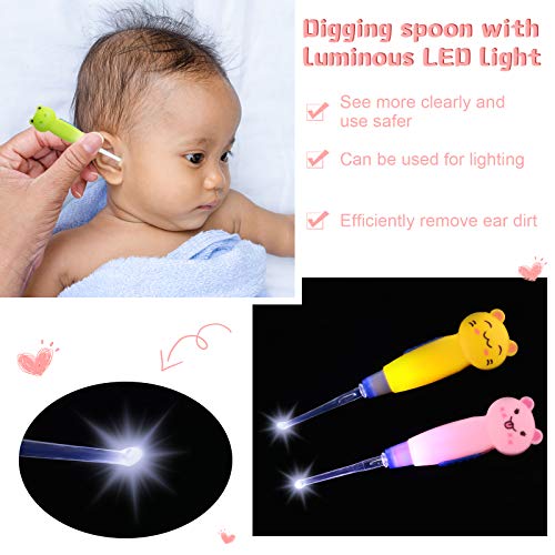 Tondiamo 4 Pieces Kids Ear Wax Removal LED Light Children Earwax Remover Tool...