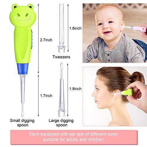 Tondiamo 4 Pieces Kids Ear Wax Removal LED Light Children Earwax Remover Tool...
