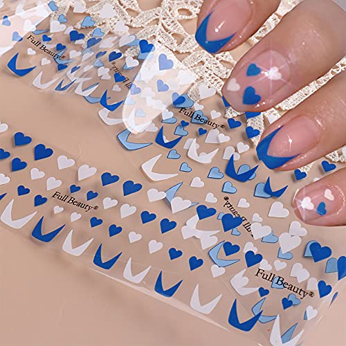 TOOFD Blue Flame Line Checkerboard Grid Foil Transfer Nail Stickers Nail Art ...