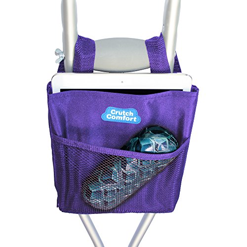 Large Universal 2-Pocket 8"x9" Crutch Bag/Tote/Pouch (Purple)