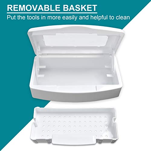 Nail Tool Sterilizer Box, Plastic Sterilization Tray for Tweezer, Eyelash Ext...
