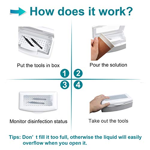 Nail Tool Sterilizer Box, Plastic Sterilization Tray for Tweezer, Eyelash Ext...