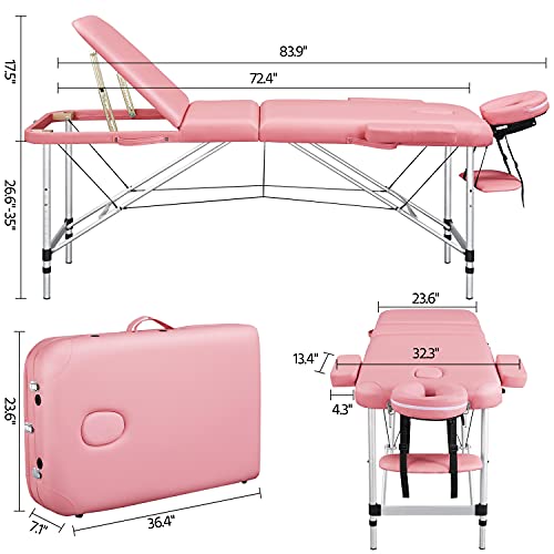 Topeakmart Portable Massage Table Aluminum Spa Bed Therapy Table Height Adjus...