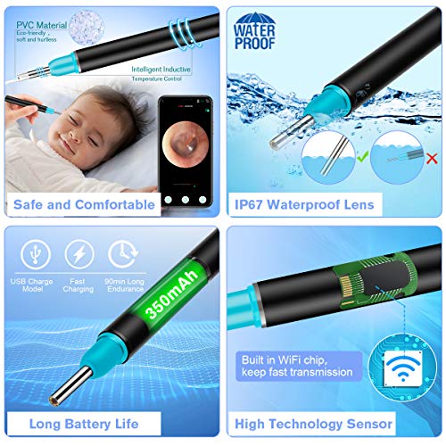 Topicy Ear Wax Removal Tool, Ear Cleaner with Camera, 1080P FHD Ear Wax Remov...