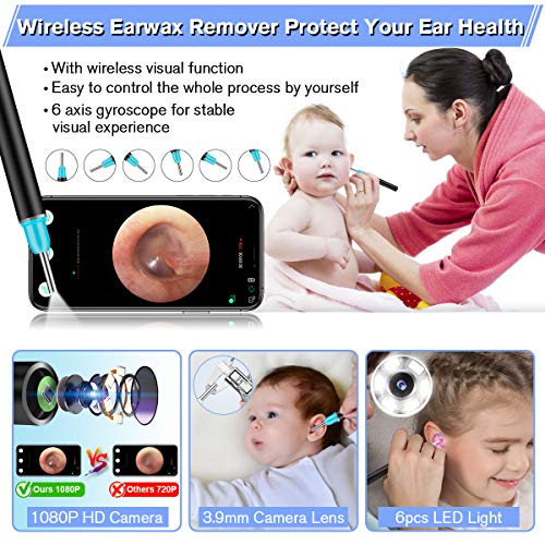 Topicy Ear Wax Removal Tool, Ear Cleaner with Camera, 1080P FHD Ear Wax Remov...