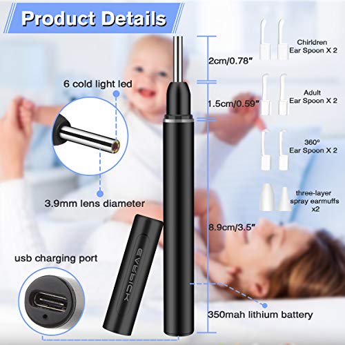 Topicy Ear Wax Removal Tool, Ear Cleaner with Camera, 1080P FHD Ear Wax Remov...