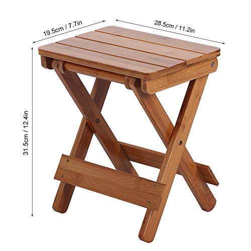 Folding Chair Bamboo Square Stool for Shaving Shower Foot Rest Household Port...