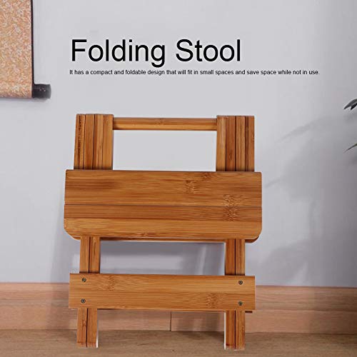 Folding Chair Bamboo Square Stool for Shaving Shower Foot Rest Household Port...