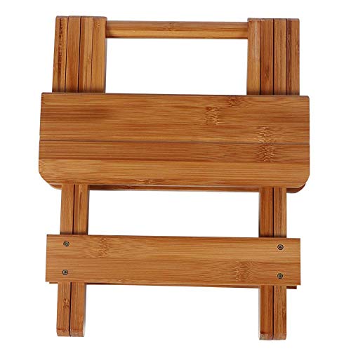 Folding Chair Bamboo Square Stool for Shaving Shower Foot Rest Household Port...