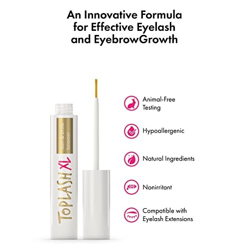 Toplash XL Lash and Brow Booster, Growth Serum with Eyelash and Eyebrow Enhan...