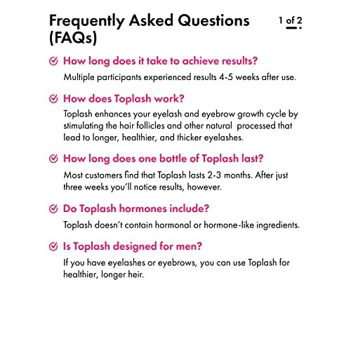 Toplash XL Lash and Brow Booster, Growth Serum with Eyelash and Eyebrow Enhan...