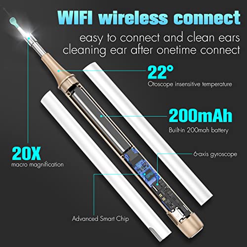 Ear Wax Removal Tool, Wireless Ear Otoscope with Light Ear Wax Removal Kit Cl...