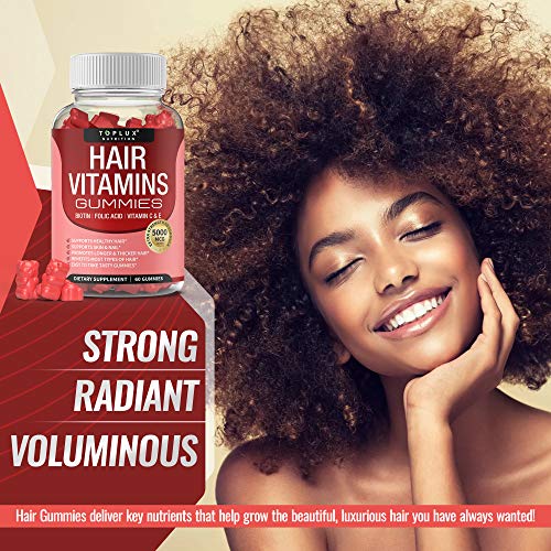 Hair Vitamins Gummies Supplement – Faster Hair Growth Gummy 5000mcg Biotin, F...