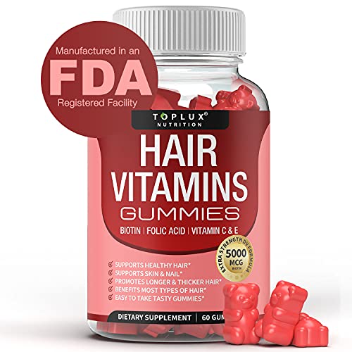 Hair Vitamins Gummies Supplement – Faster Hair Growth Gummy 5000mcg Biotin, F...