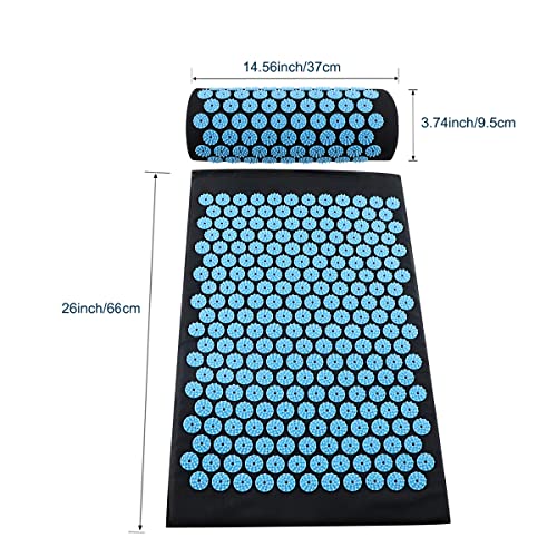 TOPNEW Mat and Pillow Set for Back and Neck Pain Relif Muscle Relaxation Bed ...