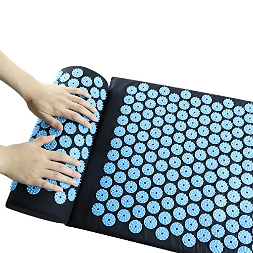 TOPNEW Mat and Pillow Set for Back and Neck Pain Relif Muscle Relaxation Bed ...