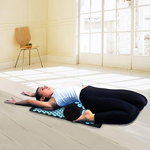 TOPNEW Mat and Pillow Set for Back and Neck Pain Relif Muscle Relaxation Bed ...