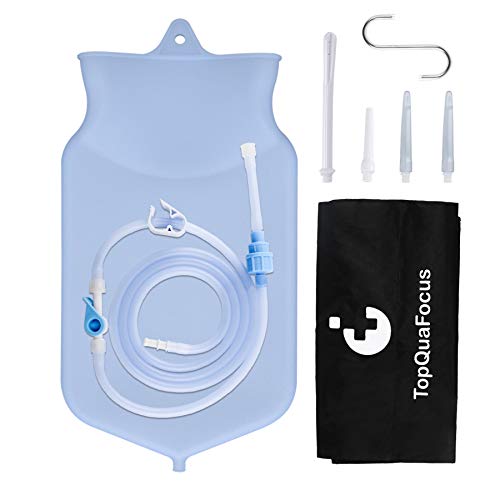 TopQuaFocus 2 Quart Enema Bag Kit Clear Non-Toxic Silicone for Coffee and Wat...