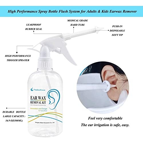 TopQuaFocus Earwax Removal Kit, Electric Earwax Cleaner Earwax Remover Irriga...