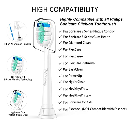 Toptheway Replacement Toothbrush Heads for Phillips Sonicare DiamondClean Pro...
