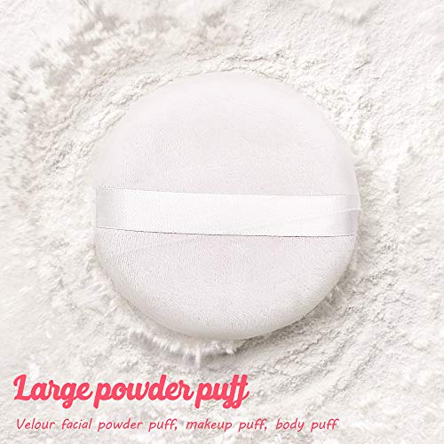 Topwon 4 Inch Powder Puff, Washable Large Body Powder Puff, Soft & Furry - 3Pcs