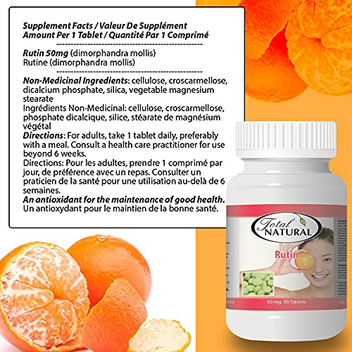 Rutin 50mg 90 Tablets [1 Bottle] by Total Natural, Anti-inflammatory, Help Ab...