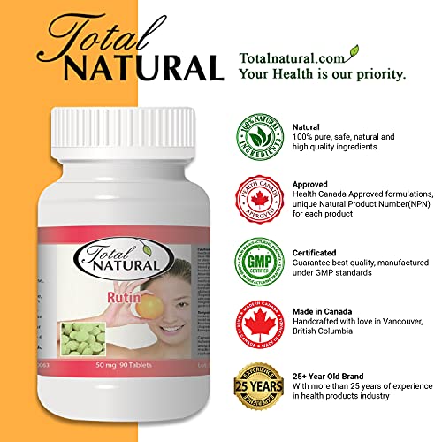Rutin 50mg 90 Tablets [1 Bottle] by Total Natural, Anti-inflammatory, Help Ab...