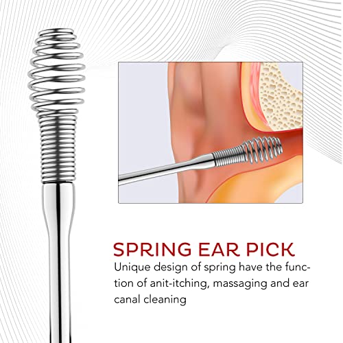 TOTCLEAR Ear Wax Removal Stainless Steel 360° Spiral Ear Care Tools