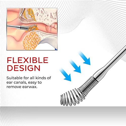 TOTCLEAR Ear Wax Removal Stainless Steel 360° Spiral Ear Care Tools