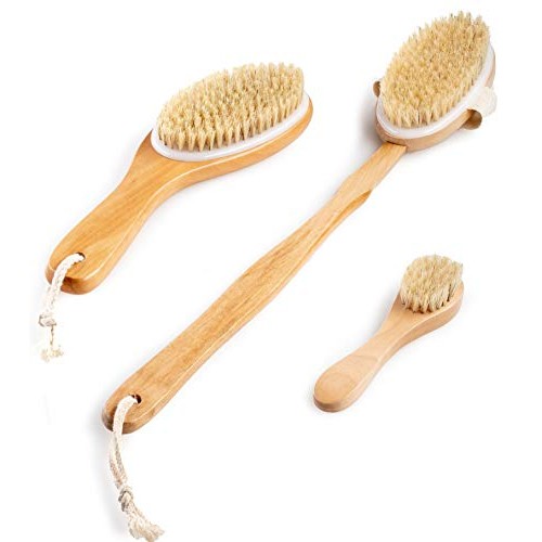 Touch Me 3 Set Body Brush Set - Long Wooden Dry Bath Body Back Brush, Contour...
