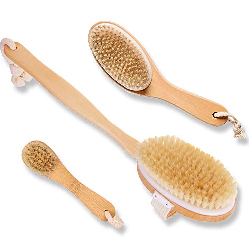 Touch Me 3 Set Body Brush Set - Long Wooden Dry Bath Body Back Brush, Contour...