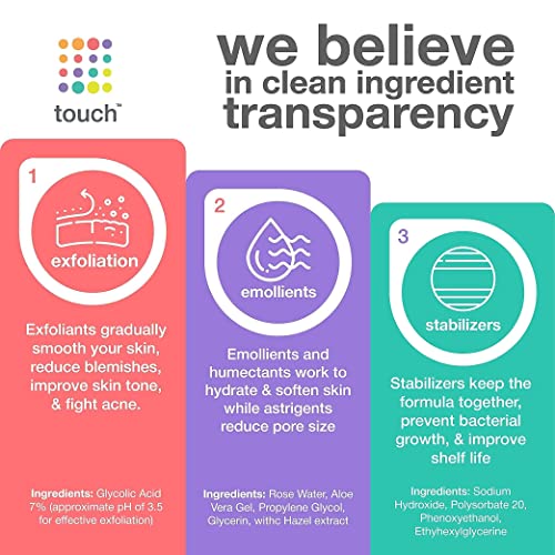 7% Glycolic Acid Toner with Rose Water, Witch Hazel, and Aloe Vera Gel – Alco...