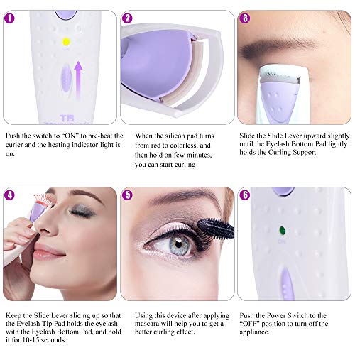 TOUCHBeauty Professional Heated Eyelash Curler with Silicone Refill Pad Curli...