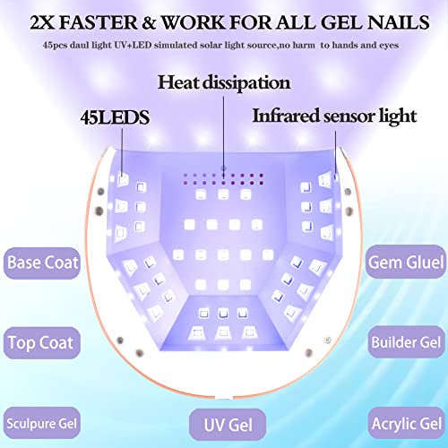 UV LED Gel Nail Lamp 158W UV Light for Nails Fast Nail Dryer for Gel Polish w...