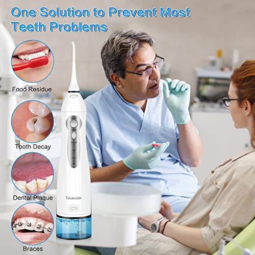TOVENDOR Electric Water Flosser, Cordless Dental Oral Irrigator - 3 Modes, 3 ...