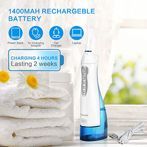 TOVENDOR Electric Water Flosser, Cordless Dental Oral Irrigator - 3 Modes, 3 ...
