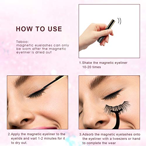 ToyRis Magnetic Eyelashes with Eyeliner Kit - 3 Pairs 10 Pairs Waterproof Reu...