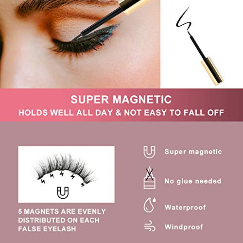 ToyRis Magnetic Eyelashes with Eyeliner Kit - 3 Pairs 10 Pairs Waterproof Reu...