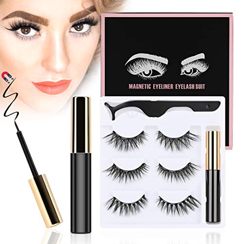 ToyRis Magnetic Eyelashes with Eyeliner Kit - 3 Pairs 10 Pairs Waterproof Reu...