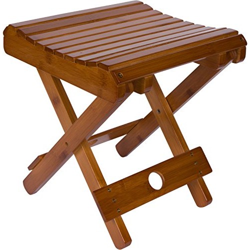 Trademark Innovations 10.8" H Bamboo Folding Stool for Shaving Shower and Foo...