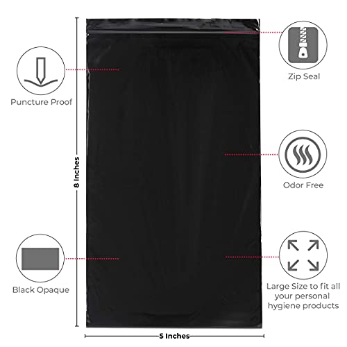 Trail Essentials Feminine Personal Disposal Bags Refill Pack- Black Opaque Ba...