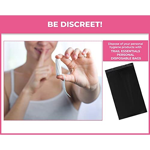 Trail Essentials Feminine Personal Disposal Bags Refill Pack- Black Opaque Ba...