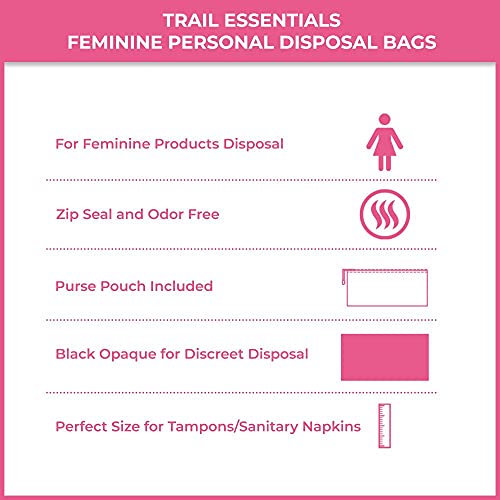 Trail Essentials Feminine Personal Disposal Bags Refill Pack- Black Opaque Ba...